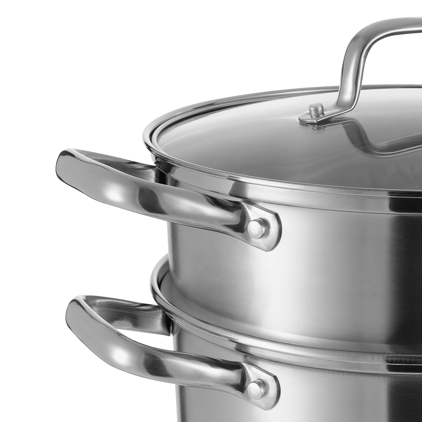 OUKANING Pentola per asparagi e pasta, 8 l, Ø 28 cm, altezza 36 cm, con colino per asparagi, alta con coperchio in vetro, per pasta, patate, verdure