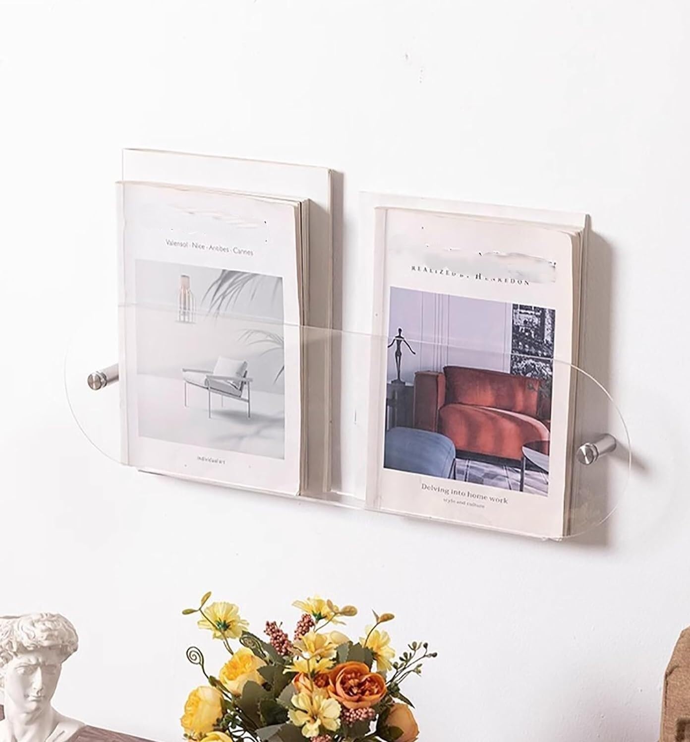 Akrylowy przezroczysty owalny stojak na czasopisma, do przechowywania literatury, książki montowany ścianie, stojaki Uniwersalny stojak ekspozycyjny(90cm(35 3/8"))