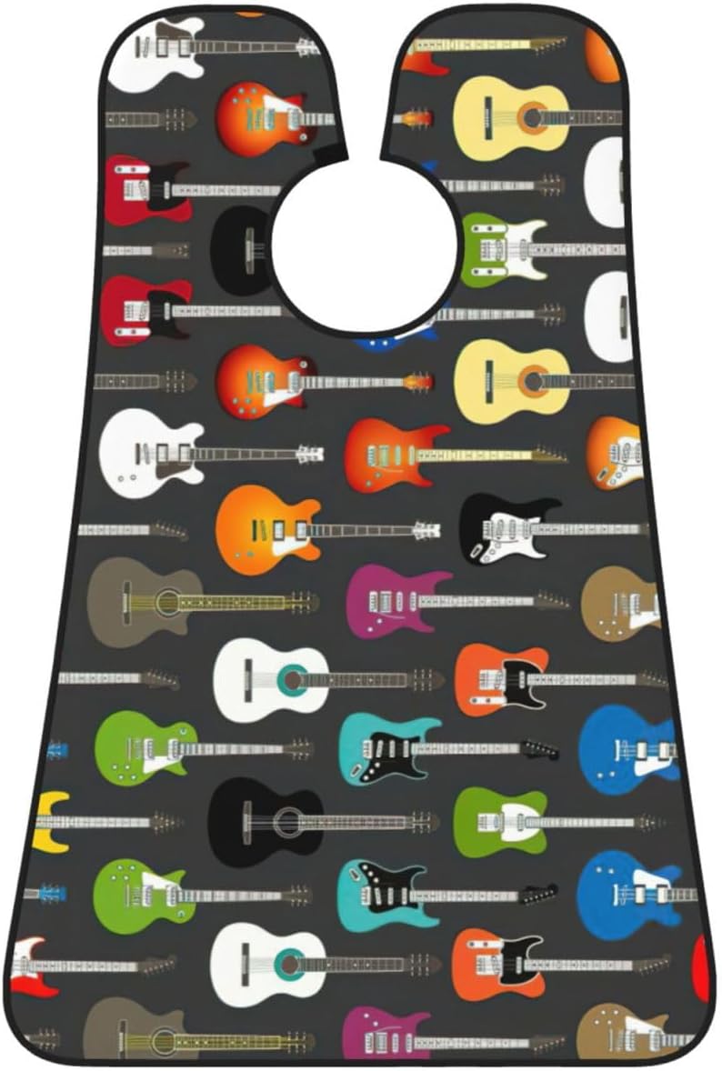 Color Acoustic And Guitars Print Beard Bib Apron, Shaving Apron For Dad, Men'S Hair Catcher For Shaving Best Gifts For Dad