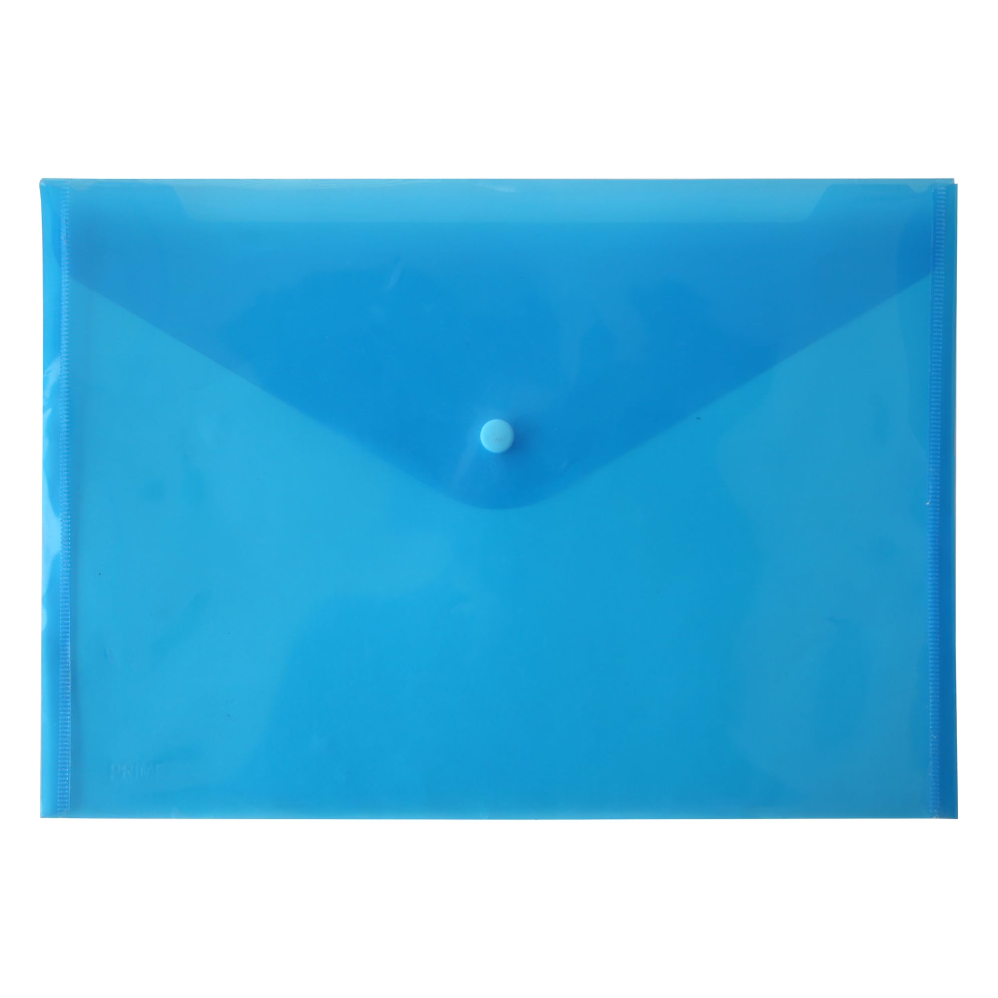 JMS we create smile A4 Translucent Stud Wallet (100 Pcs) Plastic Popper Document Wallets Waterproof, Clear Transparent Folder – Plastic Popper Wallet with Button Closure (Sky Blue)