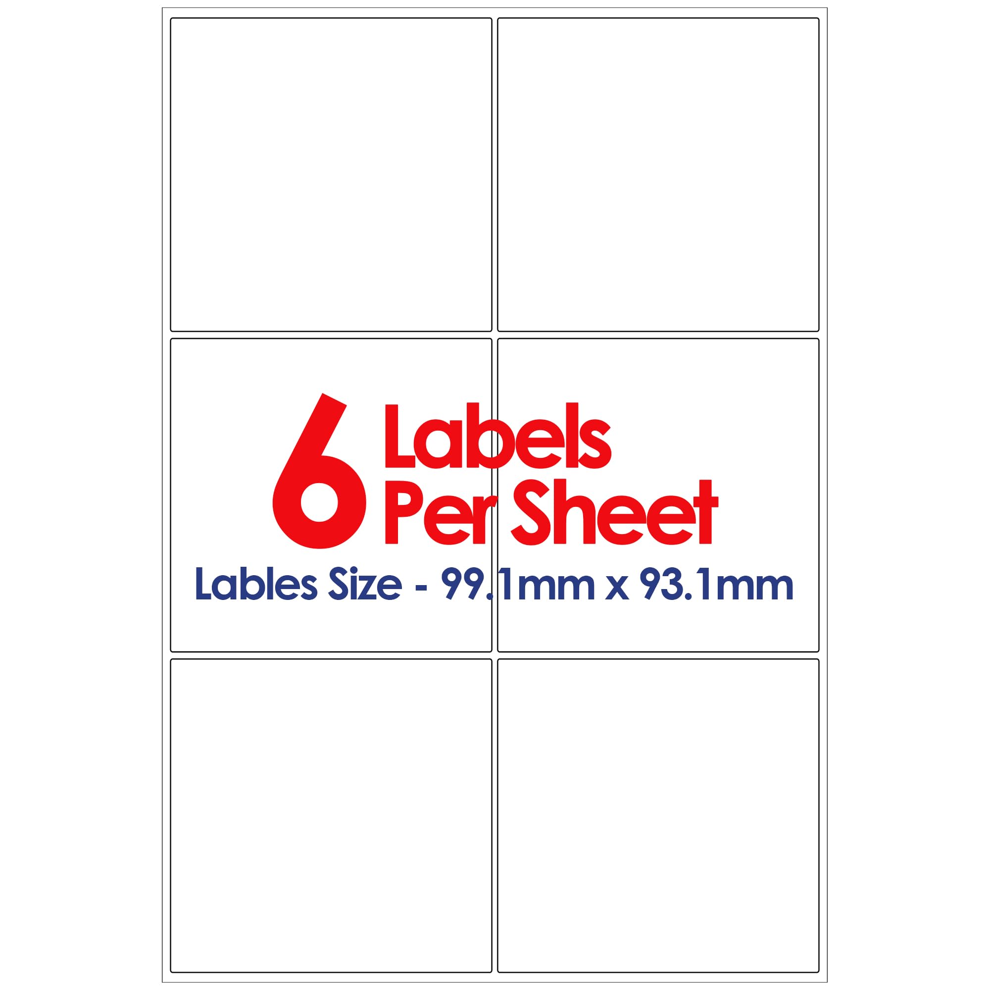 YUNJU A4 Self Adhesive Address Labels, 6 Label Per Sheet, 20 Sheets, (99.1 X 93.1 mm) 120 Labels