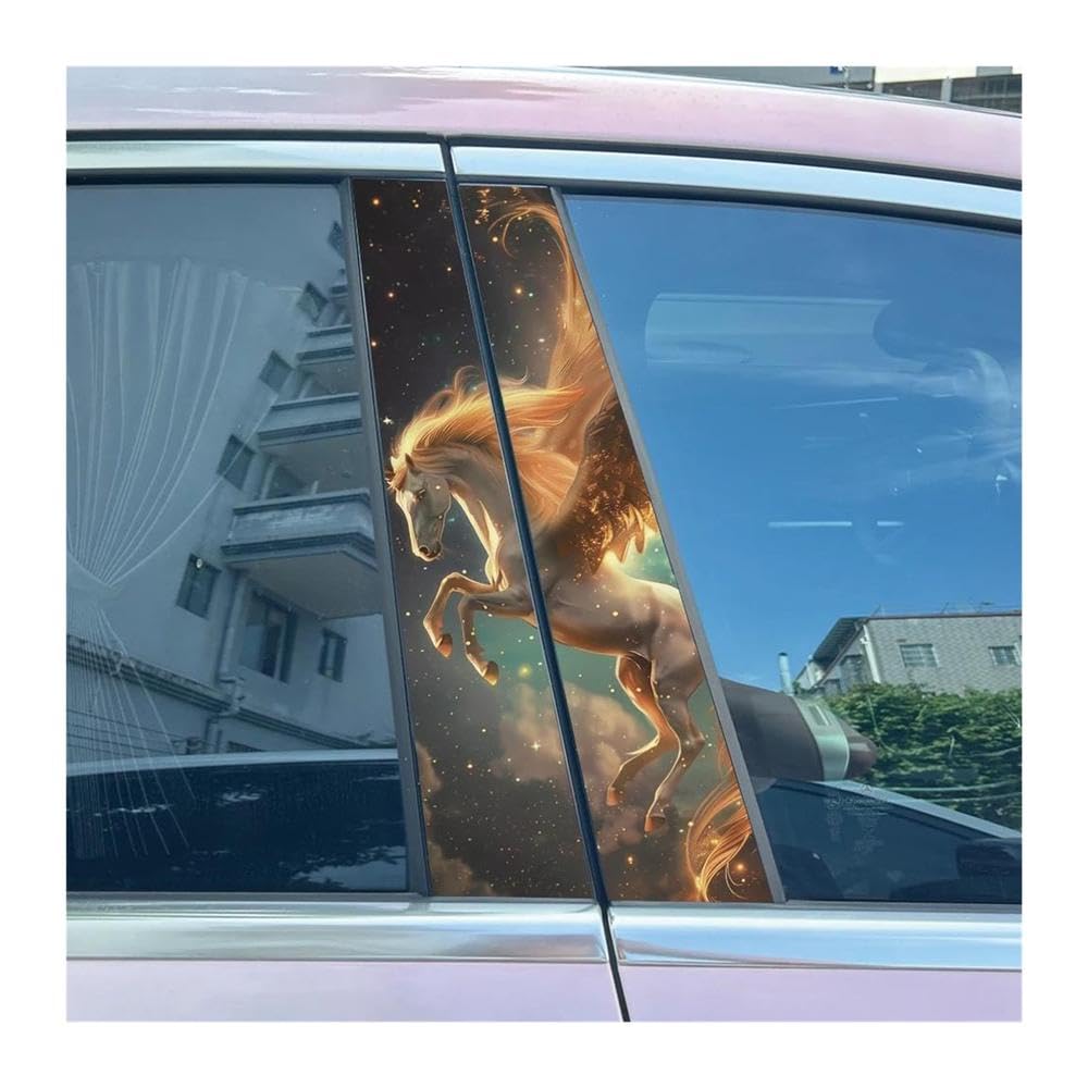 Body Parts 2pcs Drop Pegasus Unicorn Auto B-Pillar Stickers Car Center Column Decoration Decals(F)
