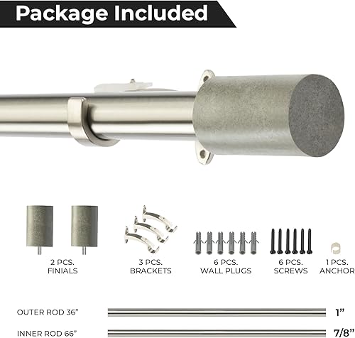 Miniatura 7 de Deco Window Barra de cortina extensible para puerta y ventanas, longitud ajustable, poste telescópico de hierro resistente con remates