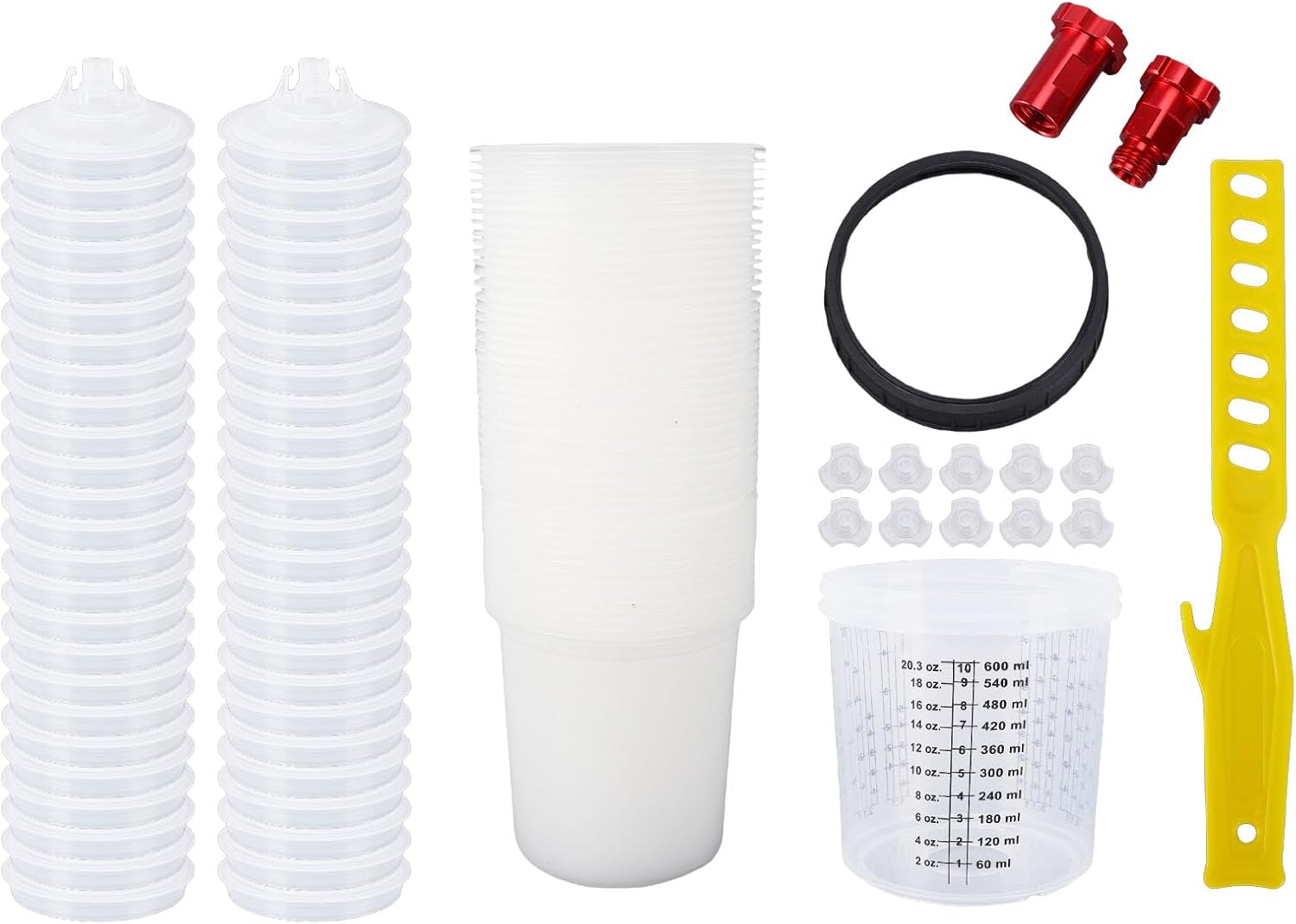 Paint Cup Liners and Lids System 20 oz 600ml with 190 Filter for HVLP Spray Gun Car Paint and
