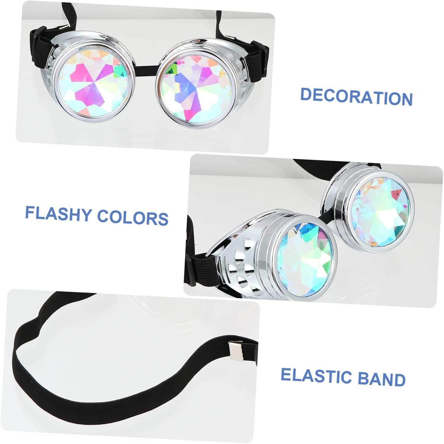 VALICLUD Kaleidoscope Glasses Goggles Kaleidoscope Lens Glasses Silver Frame