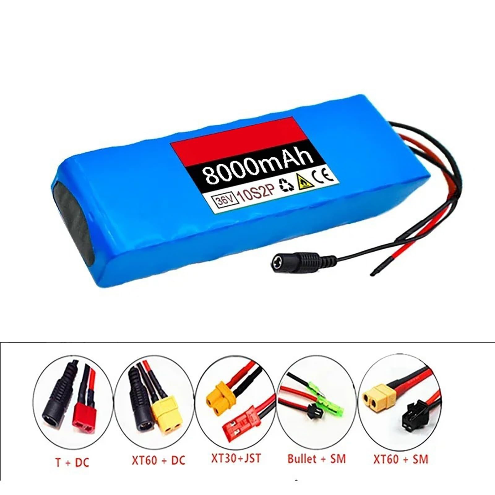 Batterie Lithium Rechargeable 36 V Pour Vélo Électrique, 8 Ah, Avec BMS Et Chargeur Pour Moteur De Vélo Ou Scooter Électrique 36V 8Ah,XT30+JST