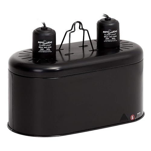 REPTI ZOO Dual Reptile Light Fixture for Reptile Dome UVB Lamp Fixture Dual Reptile Reflector Dome Lamp Cap Combo Integration Design Heat Lighting - 1 Count (Pack of 1)