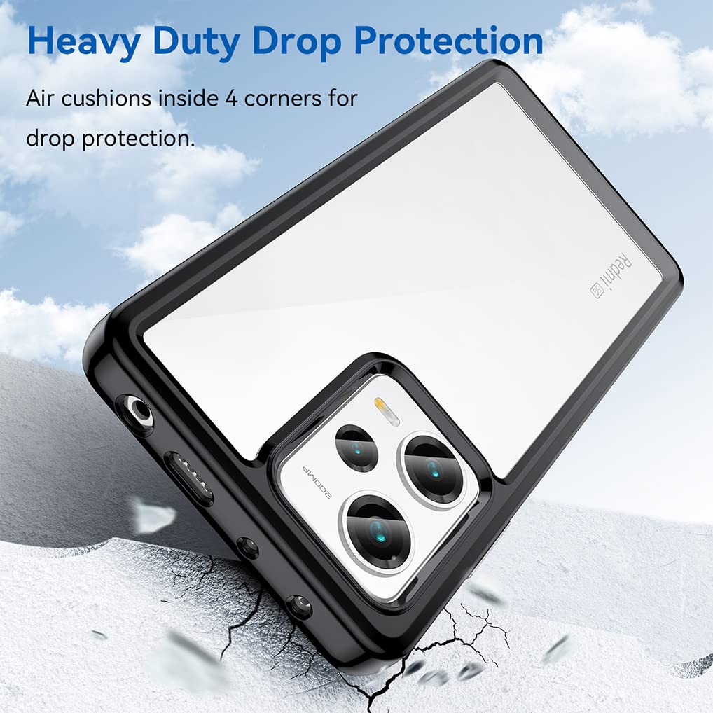 HAOYE Cover per Xiaomi Redmi Note 12 Pro, Rugged Custodia Trasparente con [Protezione Schermo Integrata], Staccabile Silicone PC + TPU Antiurto Protettivo Cover, Azzurro