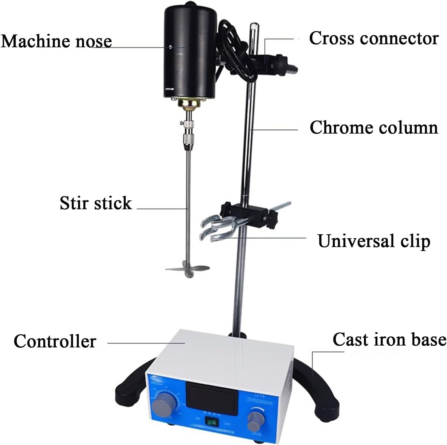 Generico Agitatore da Laboratorio, Motore Brushless da 100 W | Da 0 A 2400 Giri/minuto, Timer Da 0 A 120 Minuti, Per Ricerca Scientifica E Miscelazione Di Fluidi Ad Alta Viscosità