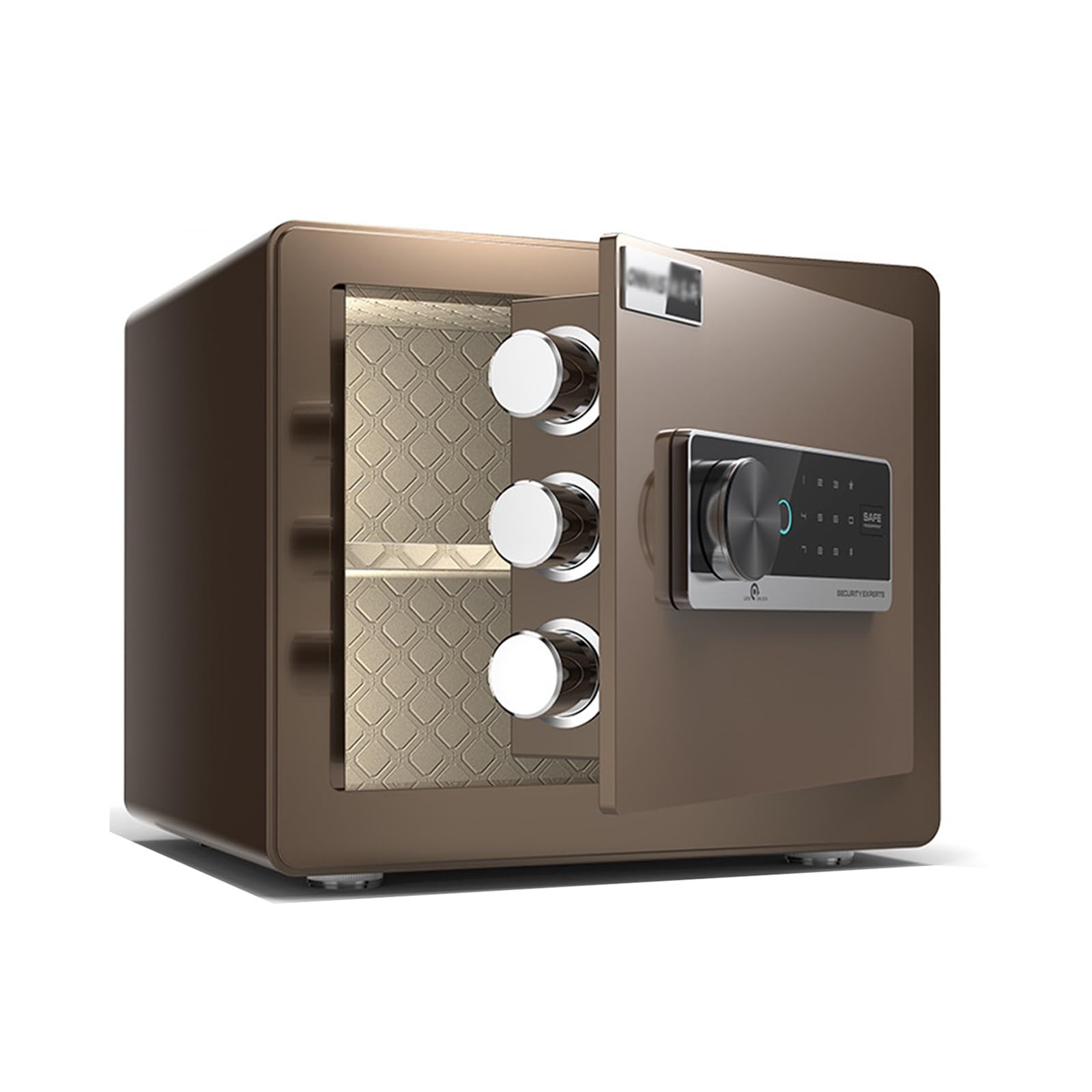 Cassaforte Domestica, Cassaforte Combinata Antieffrazione Interamente in Acciaio Cassaforte per Studio/Camera da Letto 30 Cm/36 Cm(Brown,36CM)