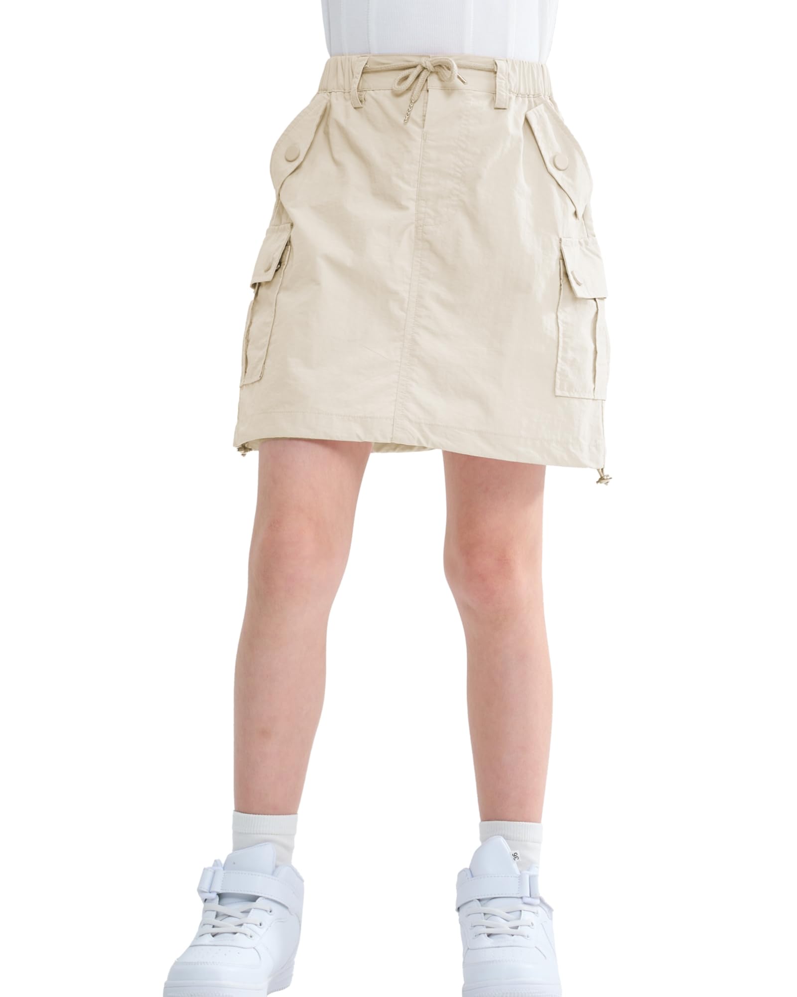 Rolanko Faldas para Niñas Pantalones Cortos Interiores con Bolsillos, Paracaídas Ajustable Cargo Sport Skort con Cintura Elástica