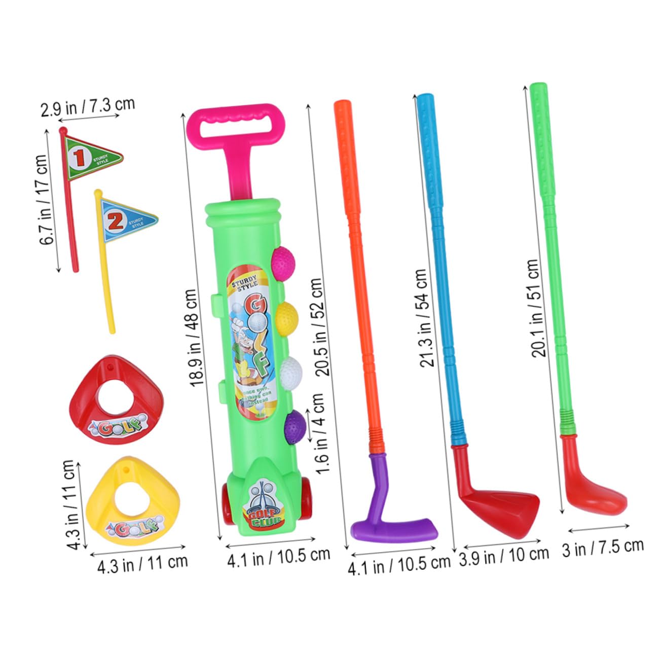 Set da Golf per Bambini, 2 Set, Plastica, Gioco Educativo | Verde, Leggero e Portatile, Uso Outdoor e Giochi Genitore-figlio, Adatto a Adulti e Kids