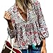 Produktbild Fgg Damenmode Quaste V-Ausschnitt Laterne Ärmel Schnür   Patchwork   Bedrucktes Hemd, rot, L