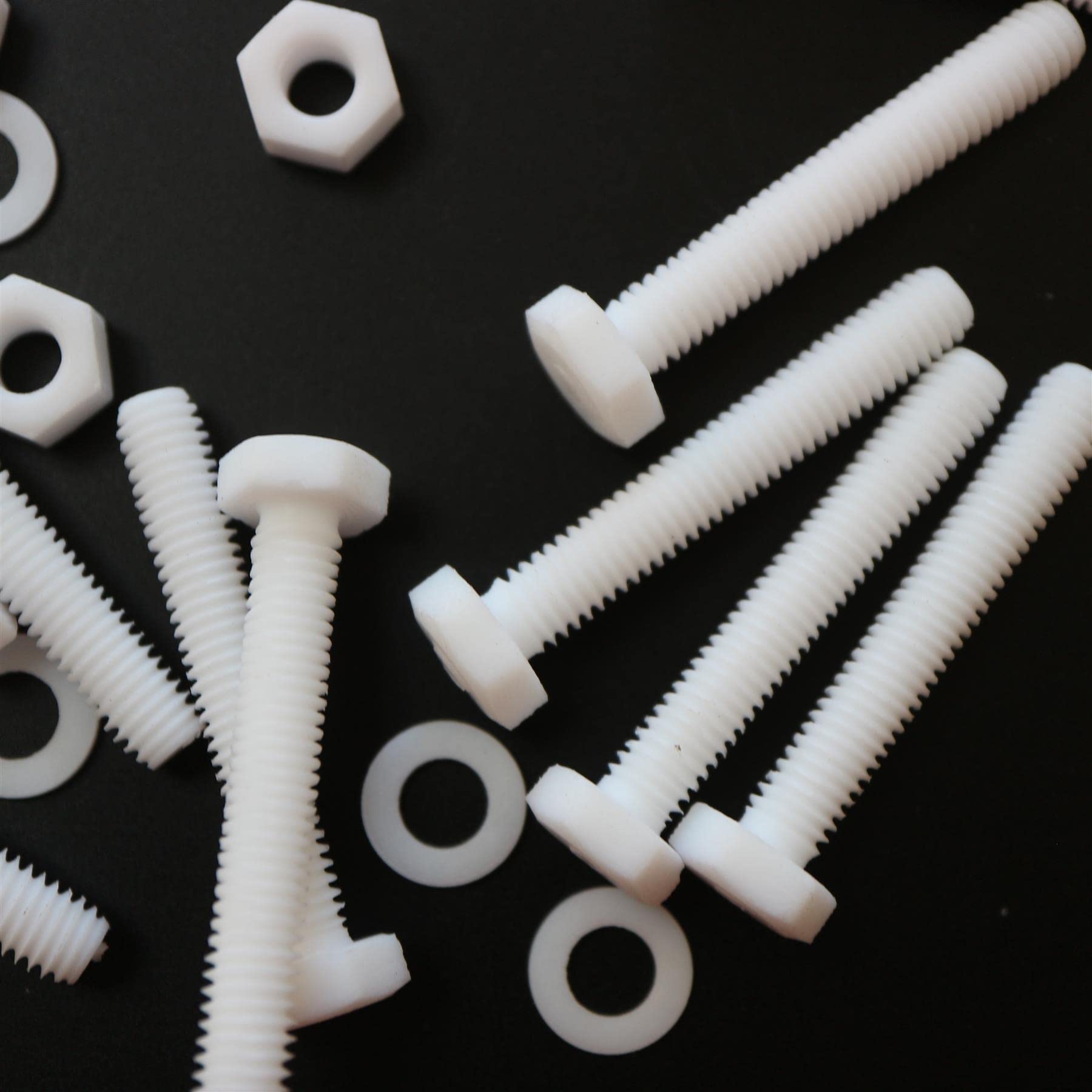 10x Viti a testa esagonale naturali in PTFE M6 x 40 mm + dadi & rondelle