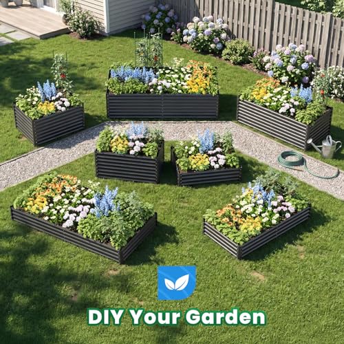 Quictent Galvanized Raised Garden Bed 4x3x2ft Tall Garden Bed Extra Height 22.4" Hold 24cft Soil Outdoor Heightened Planter Box for Deep Root Vegetables Herbs Tomato Cage Included, Dark Grey by Quictent - Image 8
