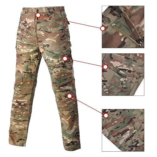 Military Tactical Uniform Jacket and Pants Sets Camo Camouflage Combat Uniform Army Men's Clothing Suit Airsoft Hunting Clothes Man Suits (Tricolor,XXL) - Image 9