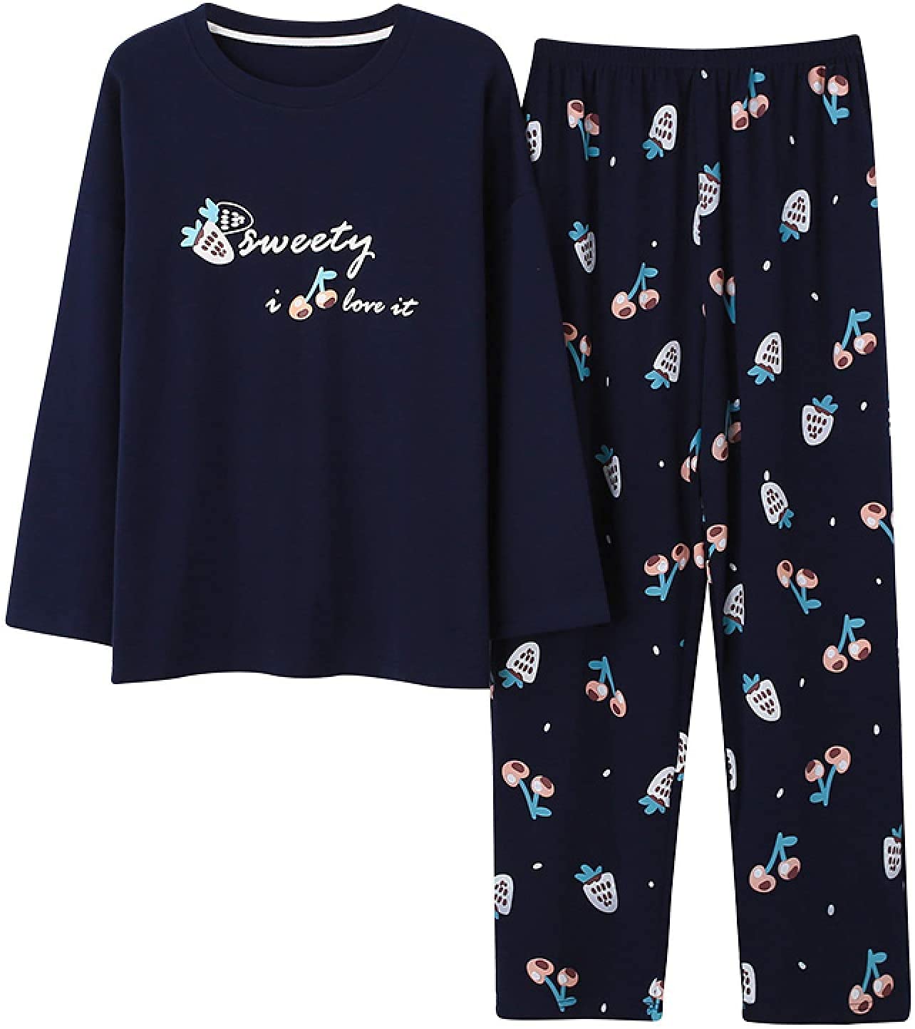 Pyjamas pajama à manches longues femme douceur et tendresse au motif fraise coloré