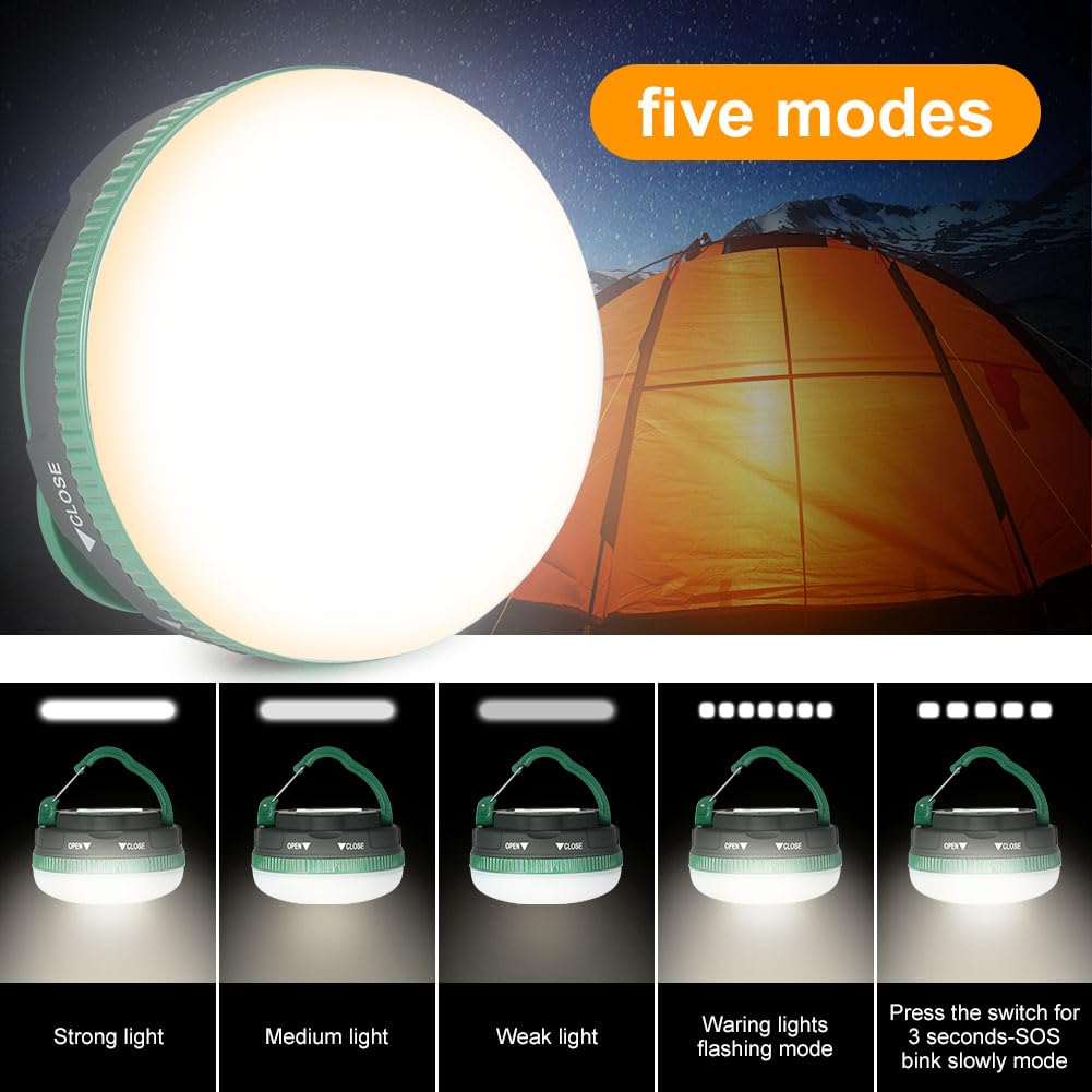 Flintronic Luz de Camping Portátil 5 Modos IP43 Resistente Al Agua con Gancho