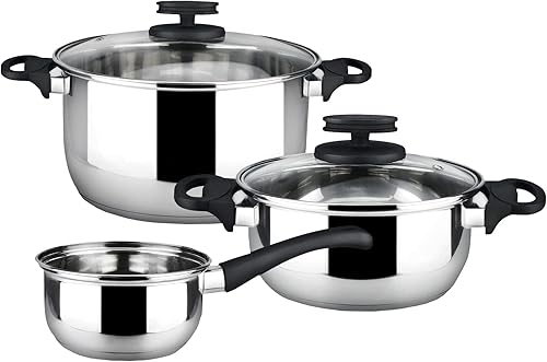 MAGEFESA STYLE - Juego de utensilios de cocina de acero inoxidable de 5 piezas, incluye olla, horno holandés/olla para estofado, cacerola,