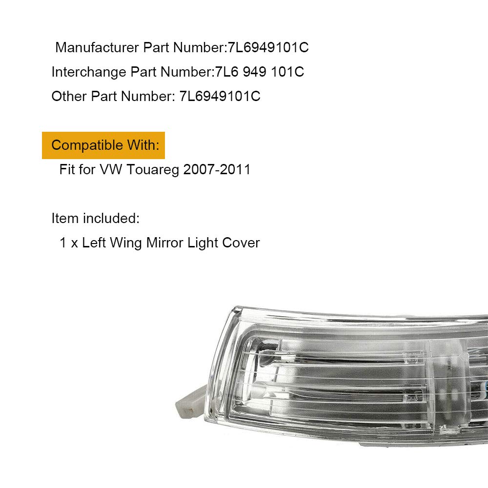 7L6949101C Specchio Posteriore Sinistra Indicatore di Direzione Luce Copertura per VW Touareg 2007-11