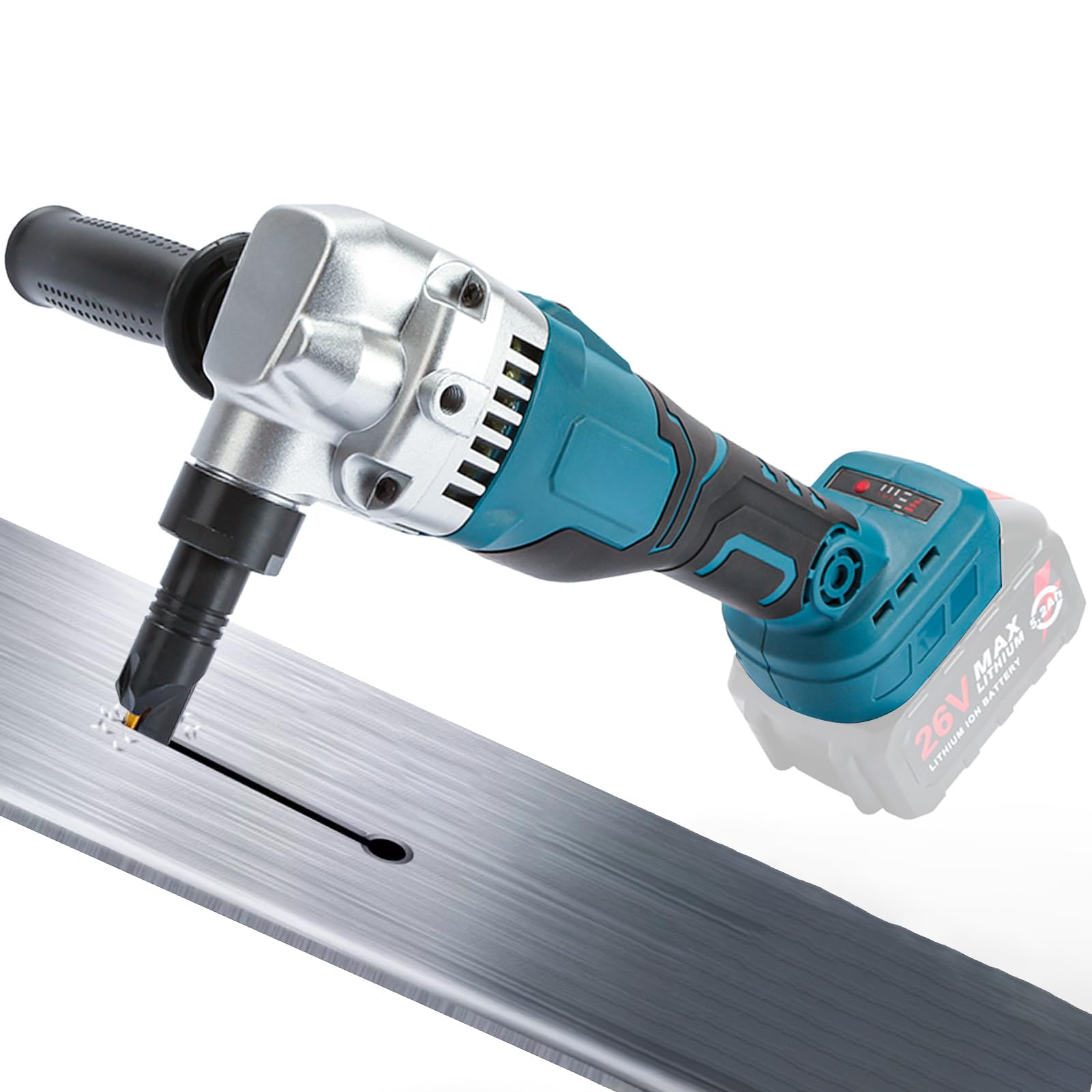 Blechknabber Kompatibel mit Makita 18V – Kabellose Blechnibbler mit 360° Drehbarem Knabberkopf und Einstellbaren 3 Geschwindigkeiten, Ausgestattet mit Bürstenlosem Motor für Edelstahl und Aluminium