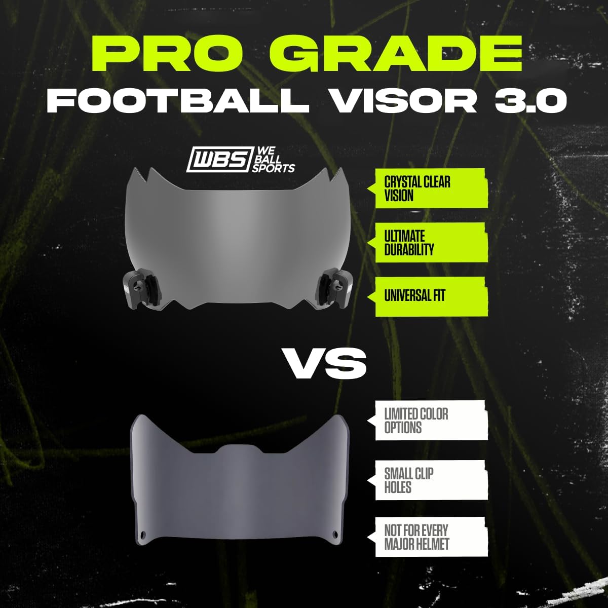 We Ball Sports Football Visor 3.0, Fits Adult & Youth Football Helmets