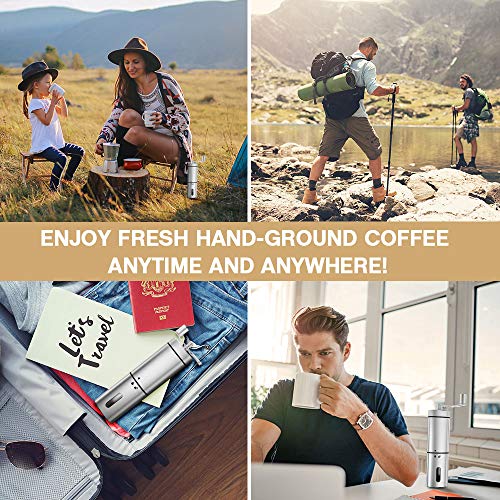 Comsoon Manual Coffee Grinder, Portable Hand Coffee Grinder with Adjustable Setting, Conical Ceramic Burr Grinder Stainless Steel Coffee Mill for Espresso, French Press, Turkish Brew