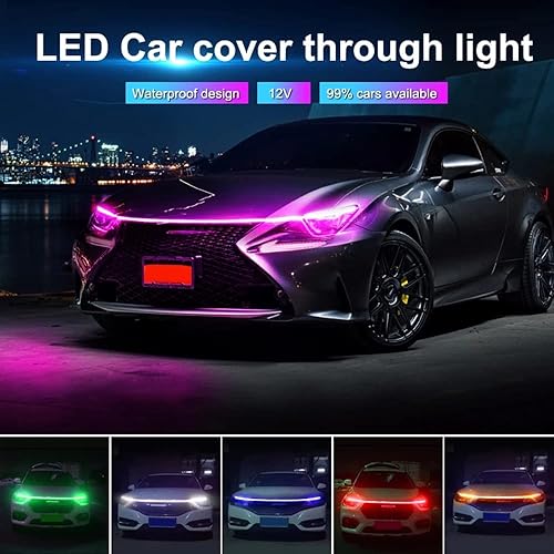 Miniatura 7 de Tira de luz diurna para capó de automóvil, impermeable, flexible, LED, decorativa, atmósfera, luz de fondo ambiental, 12 V, universal (blanco, 3.9