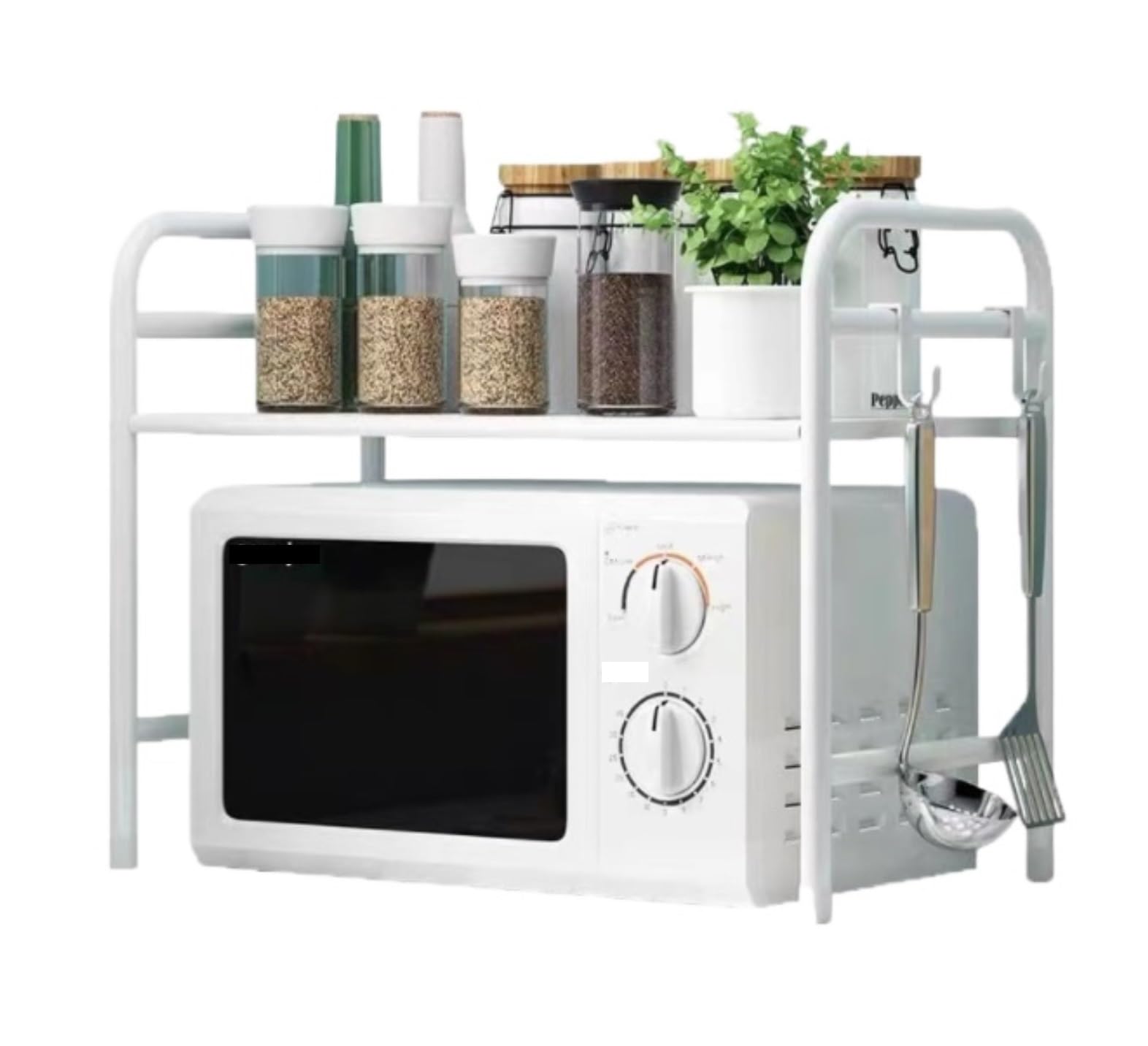 AZHKJKZH Microwave Rack Kitchen Rack Microwave Oven Floor Type Home Rice Cooker Storage Kitchen Furniture(White)