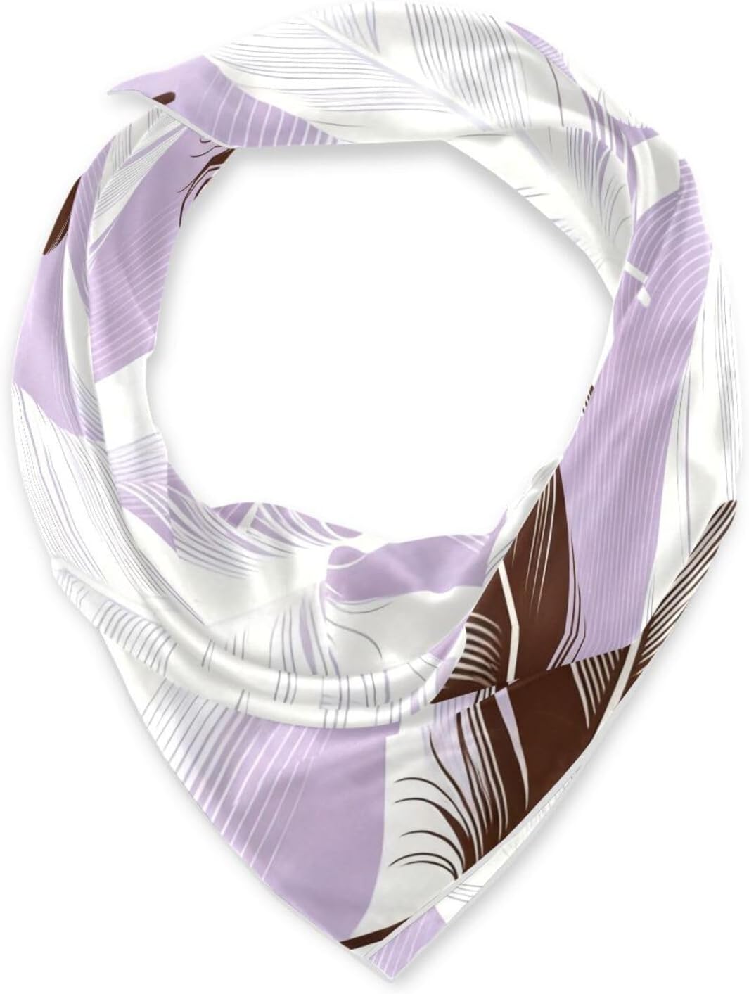 Brown White Feather Purple Square silk head hair scarf hijab lightweight silk scarf for men for winter bufandas para mujer elegantes