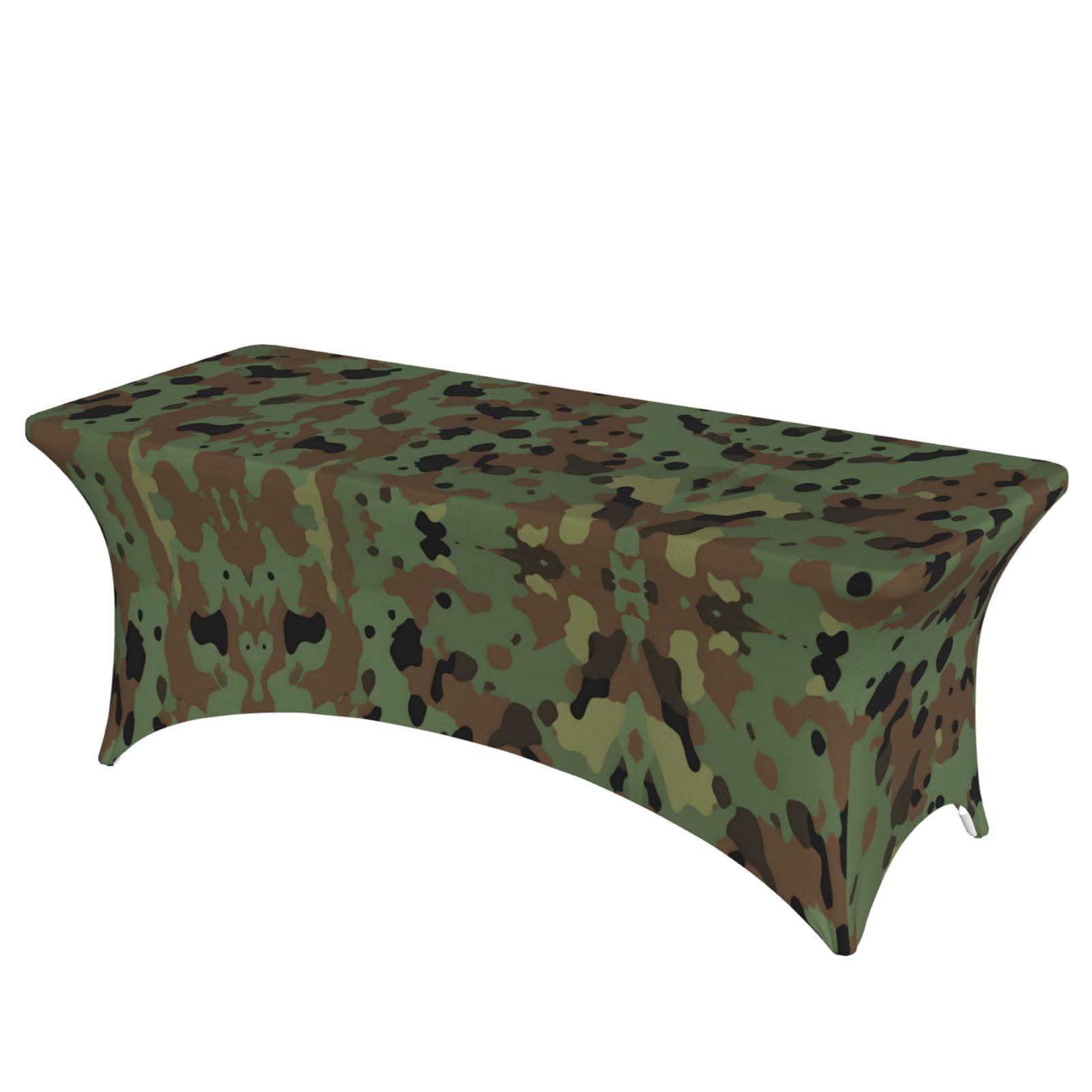 AUGUSTRUSH Fit Stretch Table Cover - 6FT Rectangular Spandex Tablecloth, Camouflage Pattern Tablecloths, Wrinkle-Resistant & Fitted Table Protector for Parties, Weddings, Banquets (183x76cm)