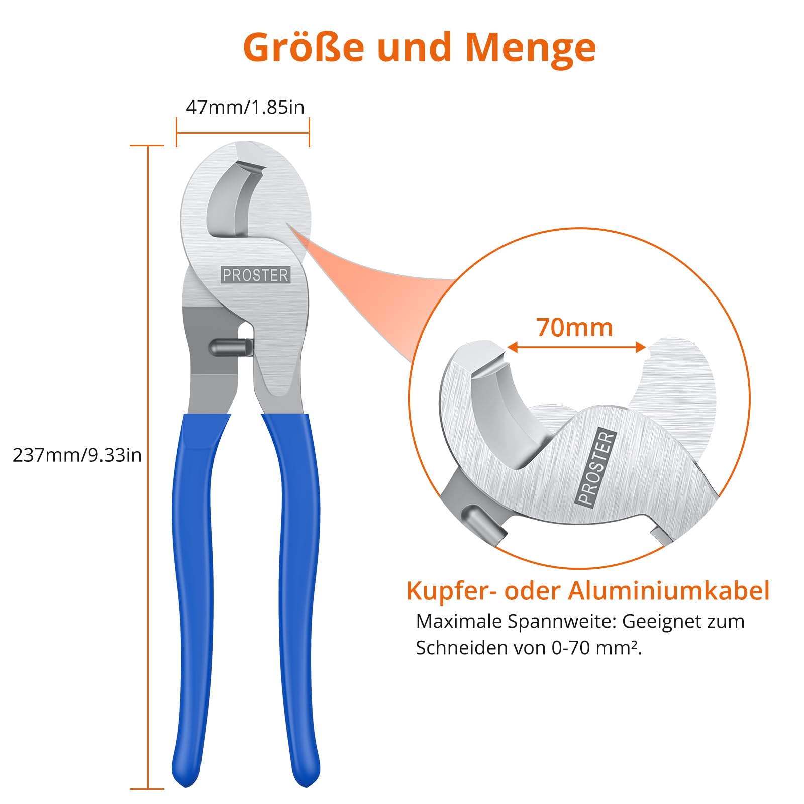 Proster Batterie Kabel Crimpzange Kit Kabelschuhe 6-50mm² mit 100 PCS AWG 10 8 6 4 （SC6-6-SC25-8）Bolzenloch Kupfer-Rohrkabelschuhen Quetschverbinder Kabelschuhzange