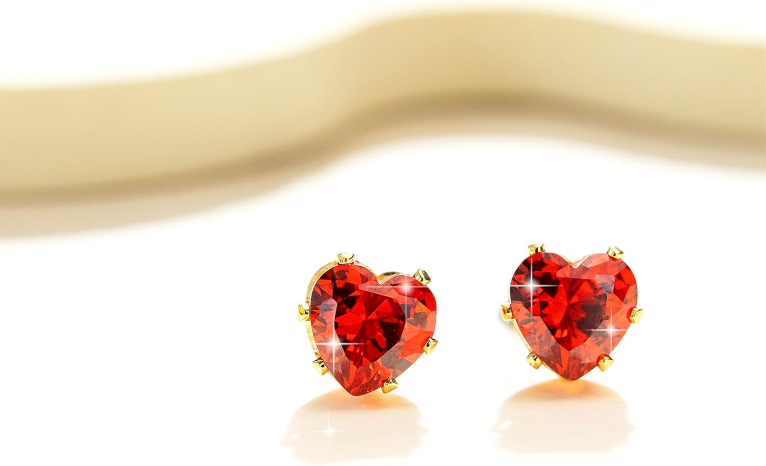 8mm Heart-Cut Birthstone Stud Earrings for Women – 18K Gold Plated Hypoallergenic Cubic Zirconia Earrings, Nickel Free, 12 Months Colors, Everyday Jewelry, Gift for Her, Bridal, Birthday, Christmas - Image 9