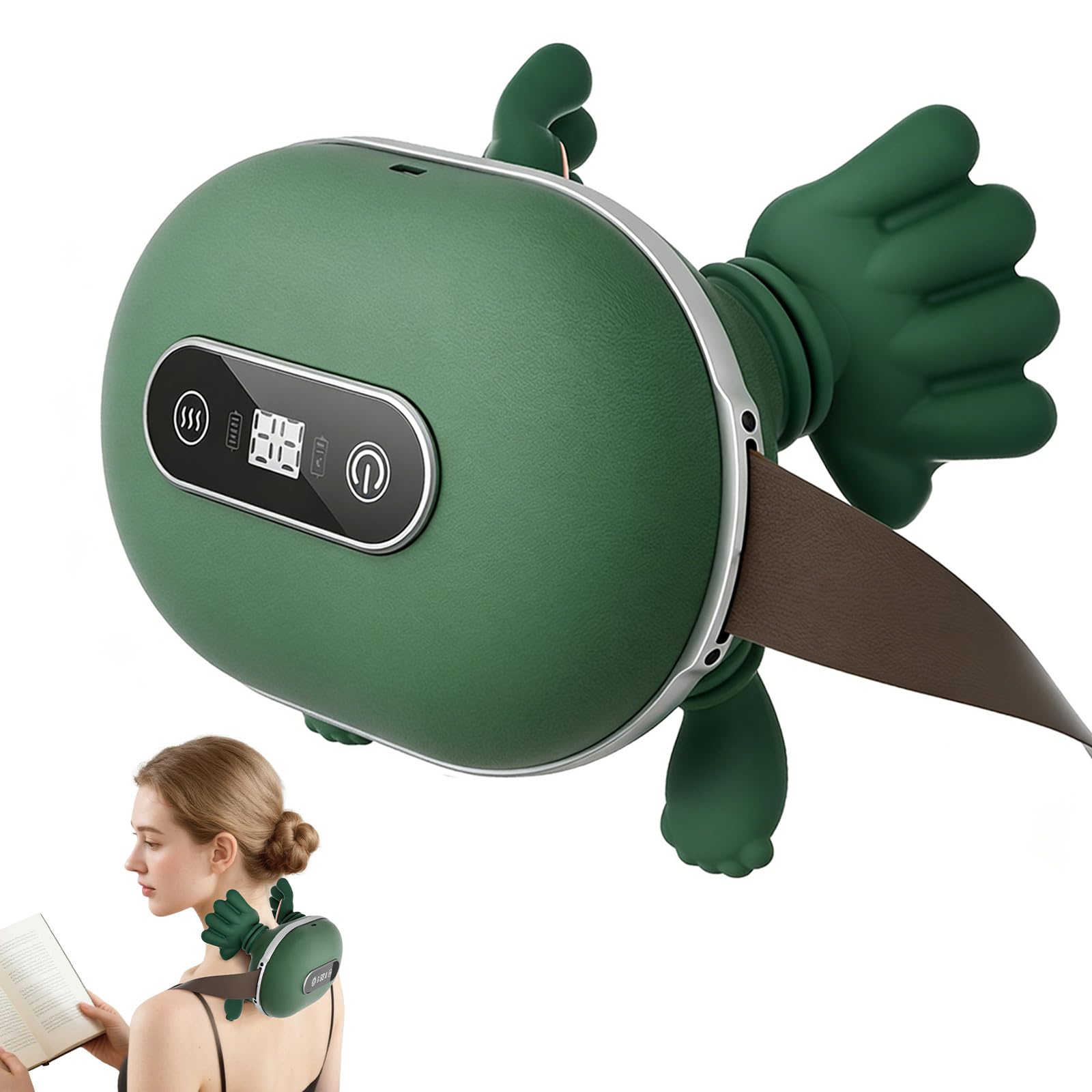 4D Nackenmassagegerät mit Wärme, Shiatsu Massagegerät, Massagegerät Nacken, kabelloses U-förmiges Massagekissen, 3 Massagegrade & 2 Temperaturstufen, für Zuhause, Büro, Reise (Touchscreen)