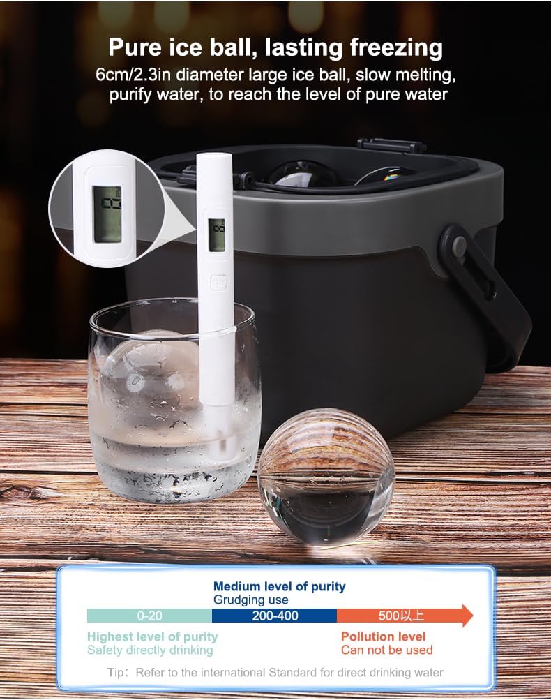 Crystal Clear Ice Ball Maker Mold, 4 Large 2.4" Premium Clear Ice Cube Trays Sphere Mold, 2-in-1 Silicone Ice Round Molds 2L Ice Bucket Icecan for Whiskey, Cocktails, Brandy, Bourbon, Idea Gifts