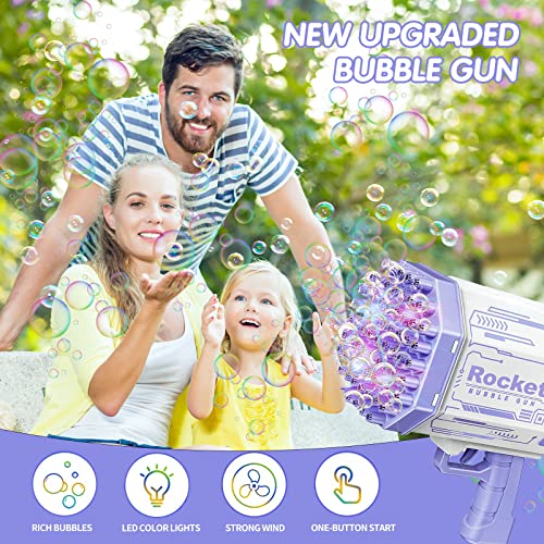 Caris Bubble Gun, Bubble Machine Gun 69 Holes With Colorful Lights, Bubble Blaster Gun For Kids Adults, Best Bubble Blower Machine For Outdoor Indoor Wedding Birthday Party(Purple) #TOP1