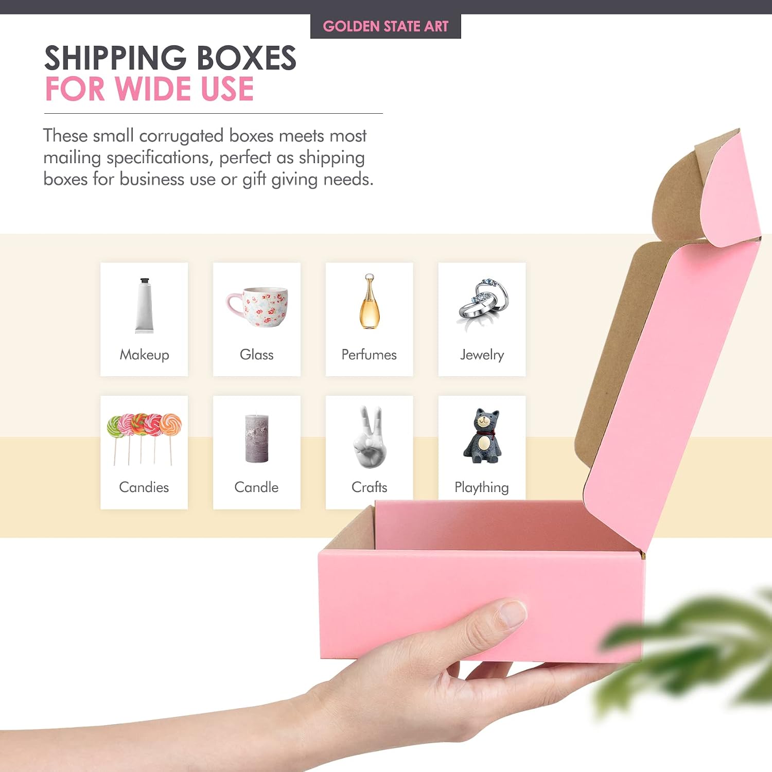 Golden State Art, 6x4x2 Pink Shipping Boxes 26 Pack, Small Cardboard Corrugated Mailer Boxes for Shipping Packaging Craft Gifts Giving Products