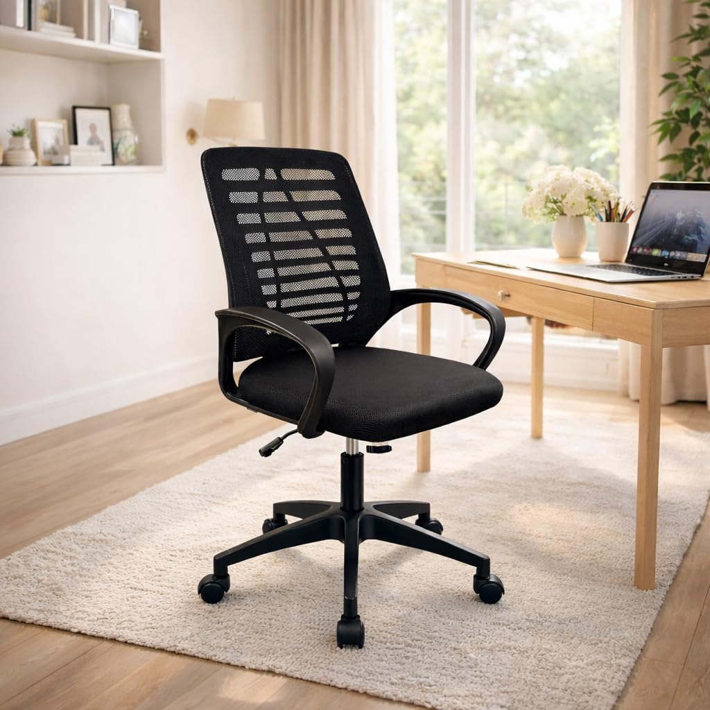 T-LoVendo - Silla de Oficina o Escritorio ergonómica con Soporte Lumbar y Respaldo de Malla Transpirable. Altura Regulable. Giratoria
