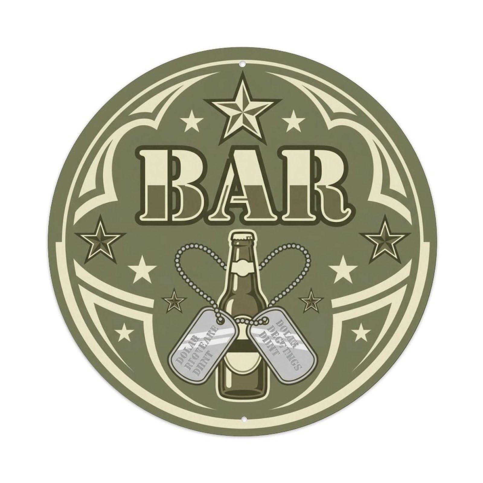 BAR Olive Tavern Shield Metal Tin Sign Plaque Wall Decor for Cafe, Club Bar, Office, Home Garden Round Metal Poster 8x8Inch
