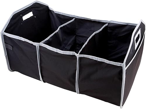 USA CASH AND CARRY - Organizador de maletero plano plegable 2 en 1, juego de 2 piezas para coche, SUV, camión, color negro PrimeTrendz