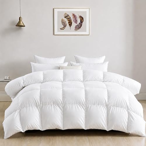 DWR Lightweight Down Feather Fibers Comforter Oversized King, Thin Duvet Insert 