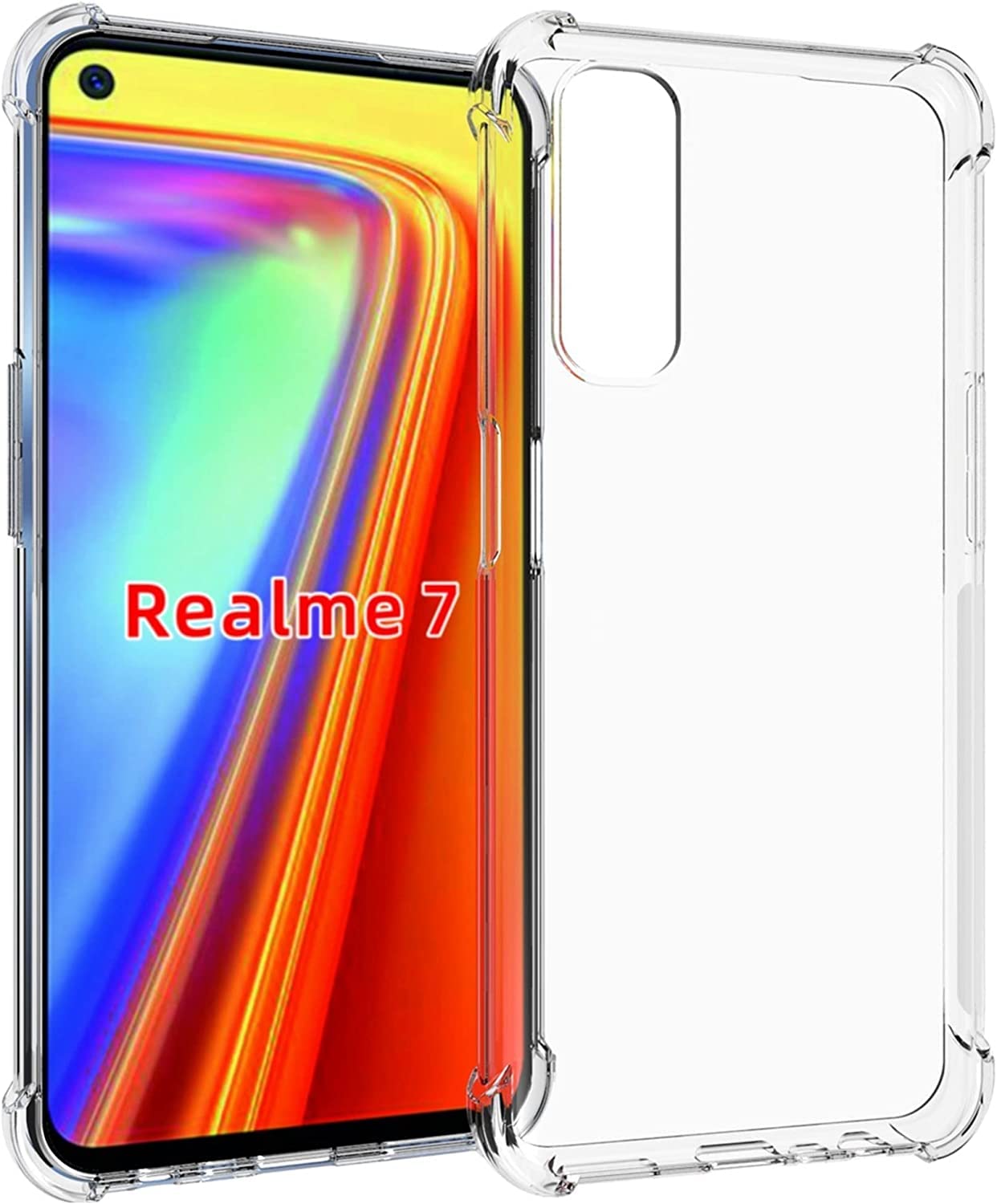 Vayun Case Compatible with Realme 7 4G, Slim Soft TPU Shockproof Transparent Crystal Clear Phone Case Cover with Corner Bumper-image-18