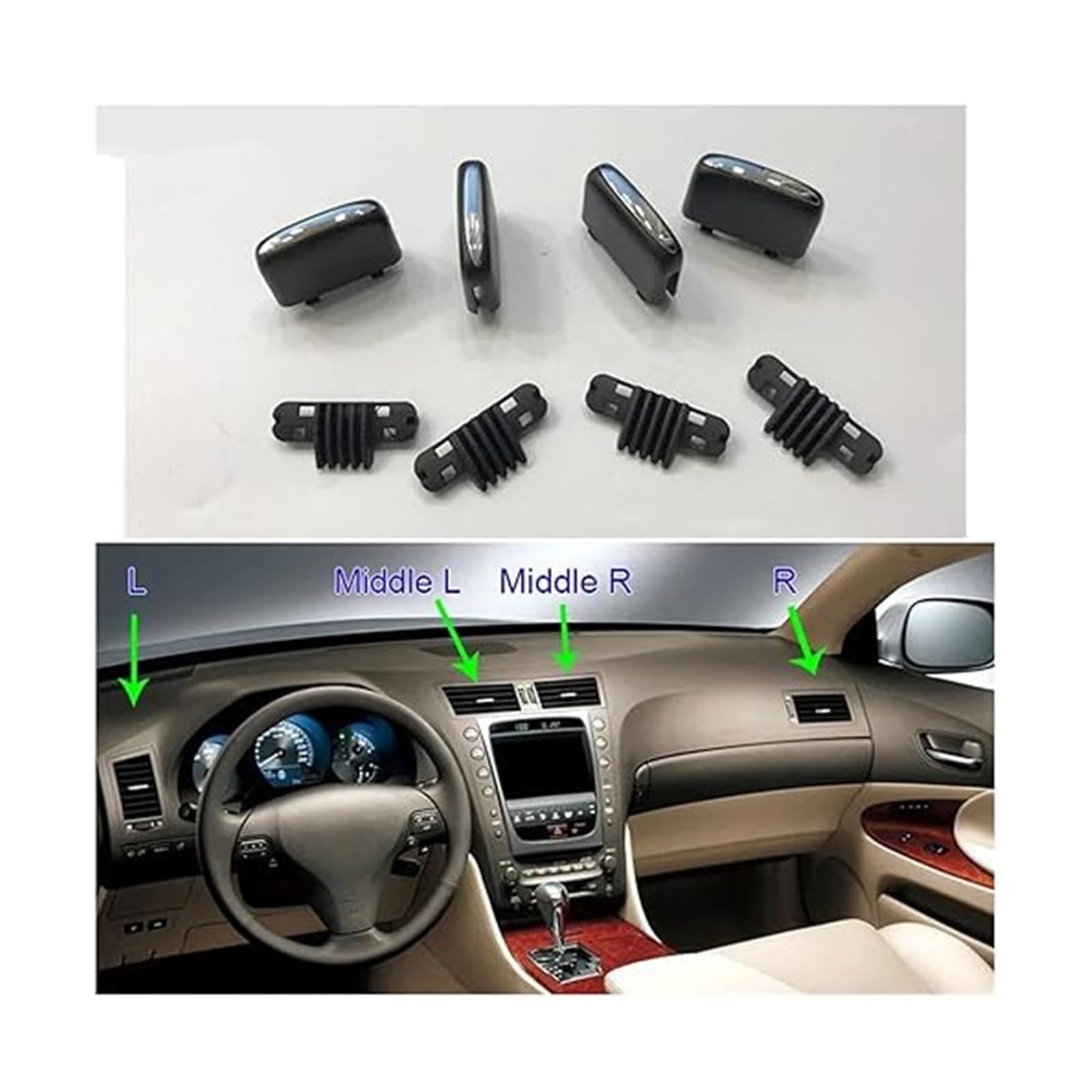 Auto Aria condizionata Ventilazione Per L&exus GS300/GS350/GS430/GS460 2005-2011 Bocchette Di Ventilazione Per Aria Condizionata Auto Pulsante Griglia AC Da 1 Pezzo(R black)