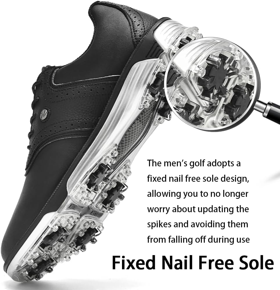 DARIBOM Mens Golf Shoes Traditions Fixed Nailless Sole Waterproof Spikeless Size 7.5-14 - Image 6