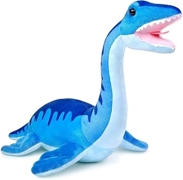 Tiny Heart Realistic Plesiosaur Stuffed Animal Plush Toy, 15 Inch Lifelike Blue Water Dinosaur Plushie, Soft Prehistoric Sea Dino Doll, Cute Dinosaur Stuffed Toy Gift for Kids Home Decor