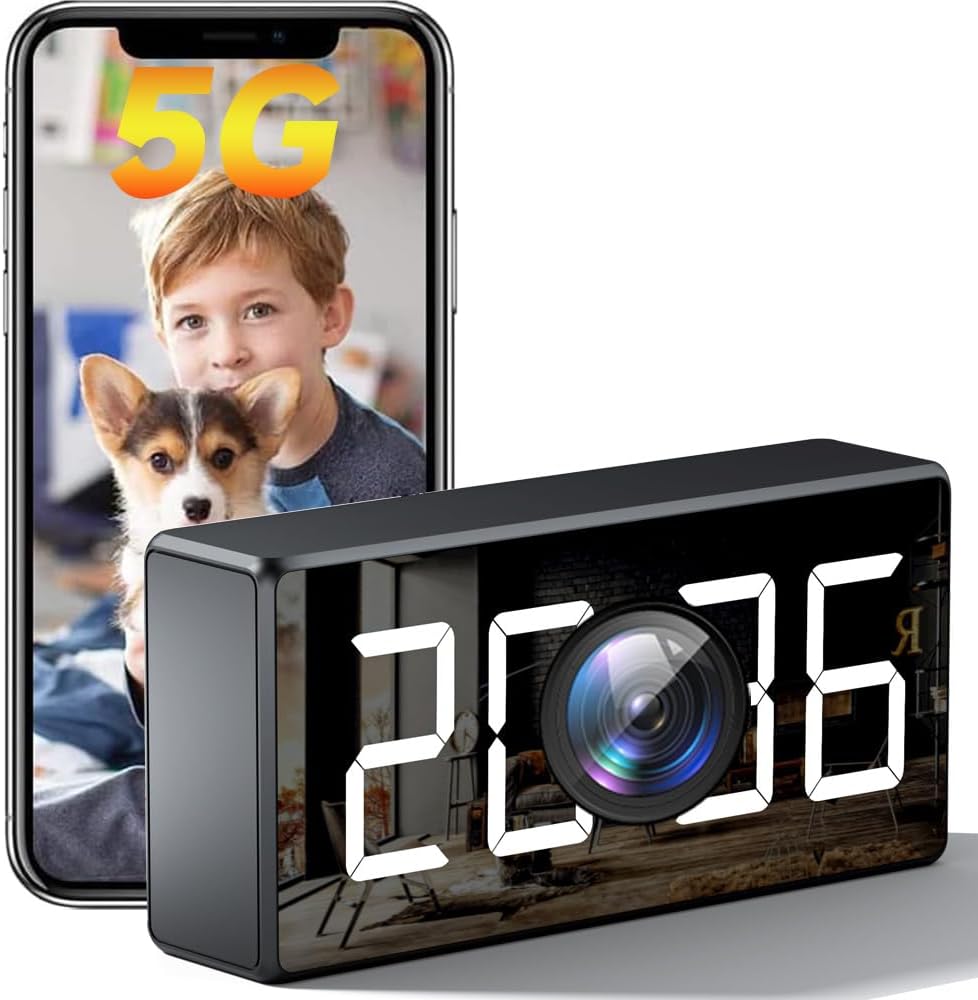 4K WiFi Camera Clock 5G Indoor Security Nanny Cam for Baby Monitor