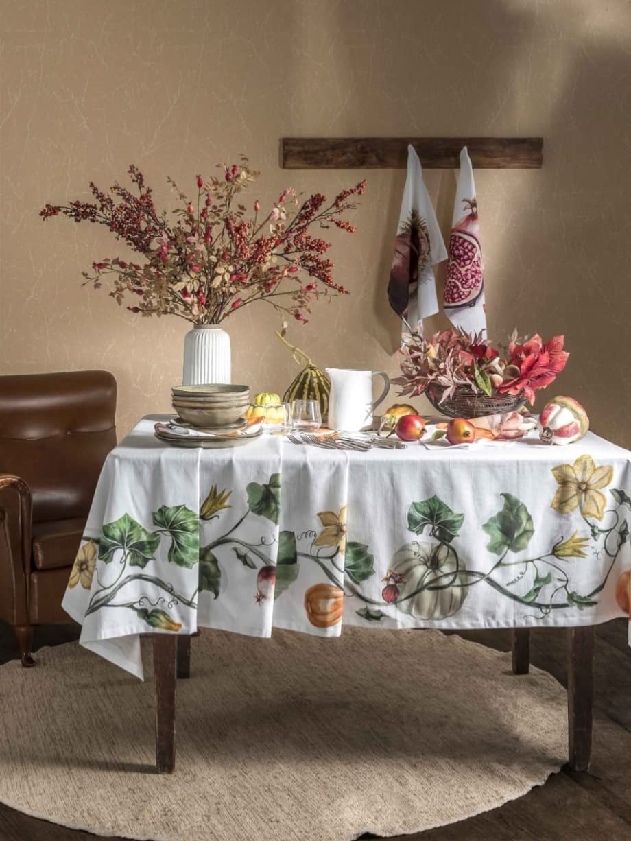 Nappe de Noël coton anti-reflets lavable pour table de repas de fête conviviale