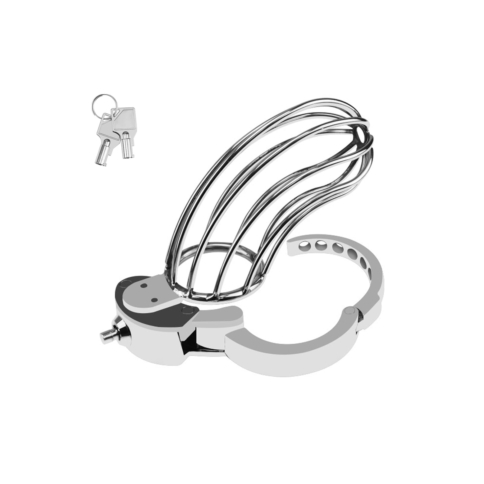 Chastity Cage à Taille Réglable Avec Ceinture De Chasteté Creusée Et Respirante Pour Hommes En Acier Inoxydable Cage De Chasteté Pour Hommes (Large)