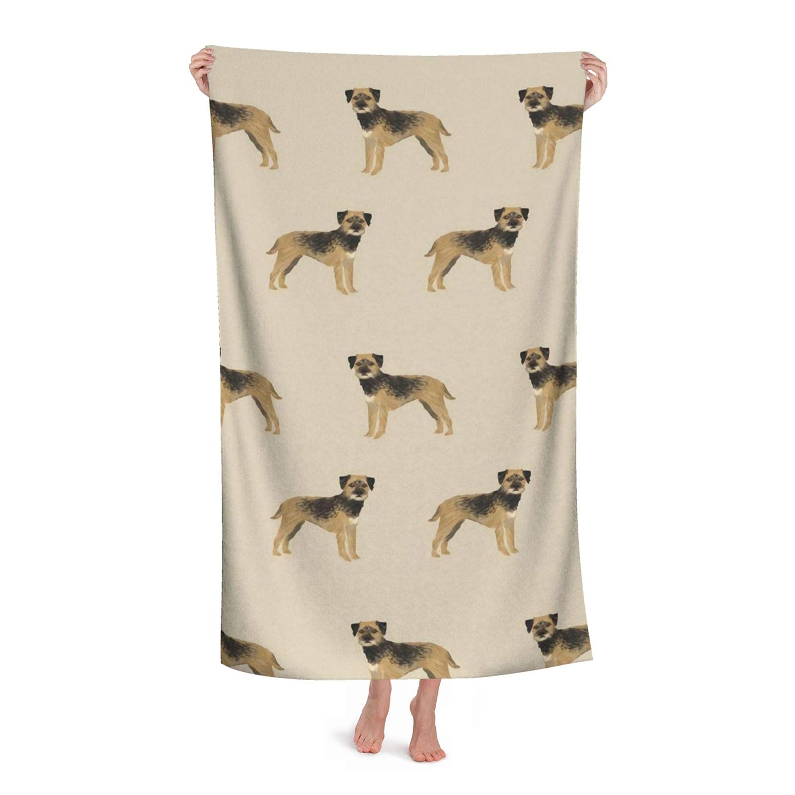 Loujin Bath Blanket Border Terrier Dog Tan Soft Bath Towel Highly Absorbent Towels Beach Towel 80X130cm