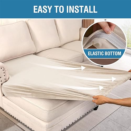 Miniatura 4 de H.VERSAILTEX Funda elástica de terciopelo para sofá modular individual para sofá en forma de L, tanto para zurdos como derechos, protector de